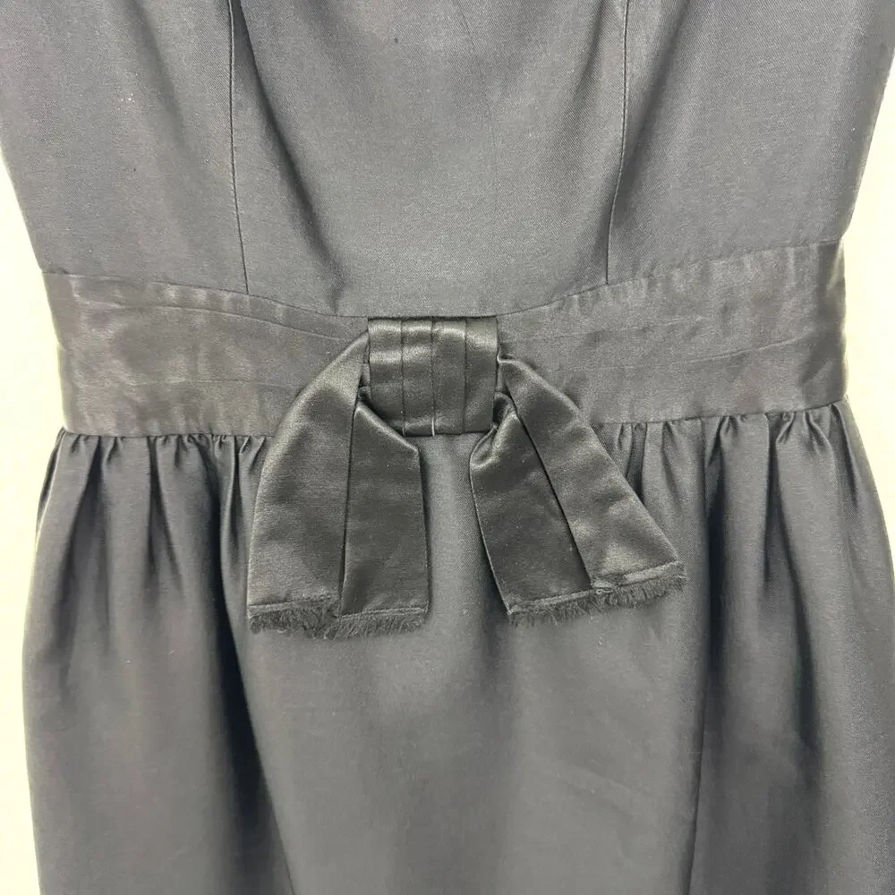 Milly Of New York Womens Party Mini Dress Size 2 Bow Silk Blend Satin Black - Picture 6 of 9
